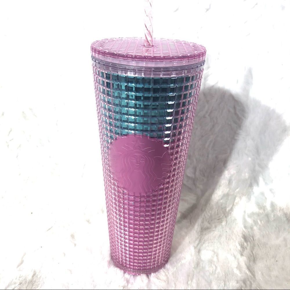 Starbucks 2021 Summer grid faceted jewel cold cup NEW NWT coffee tea straw lid